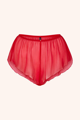 Coquette XS / Red Silk Shorts White