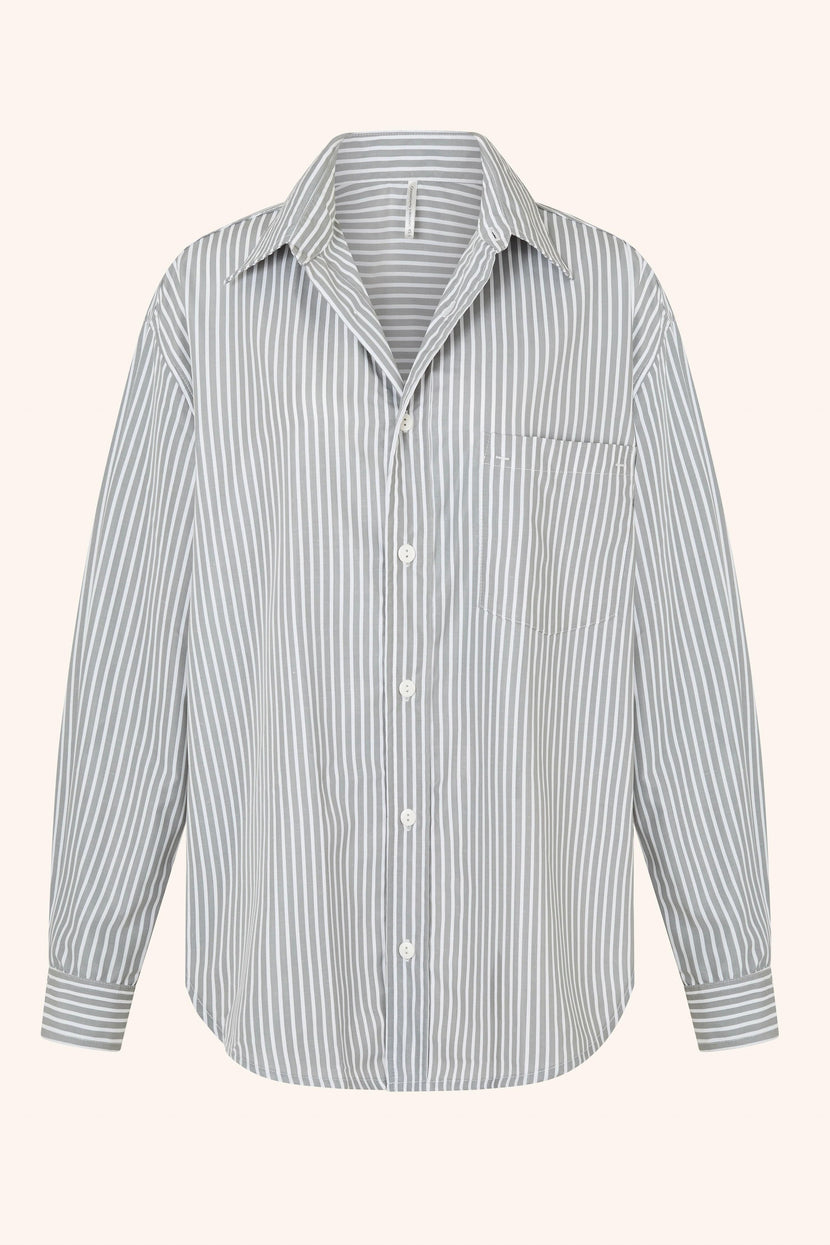 Le Boyfriend XS/S / Grey Striped Shirt Blue