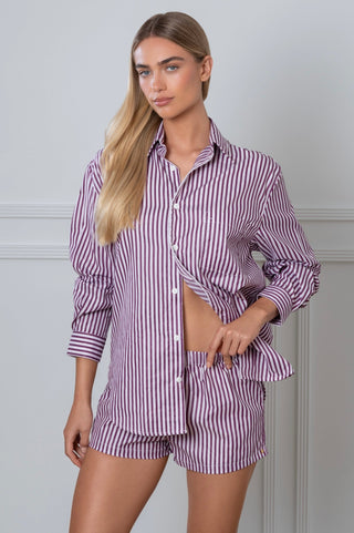 Le Boyfriend Striped Shirt Plum
