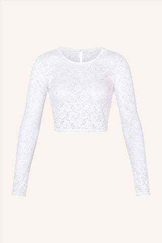 Mon Cheri Long Sleeve Crop Top White