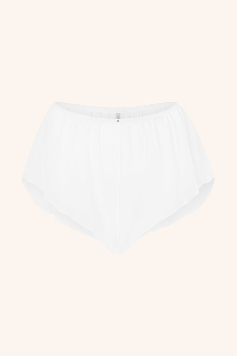 Coquette XS / White Silk Shorts Fuchsia