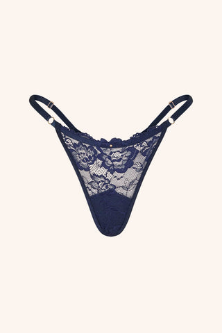 Blush One Size / Navy Thong Black