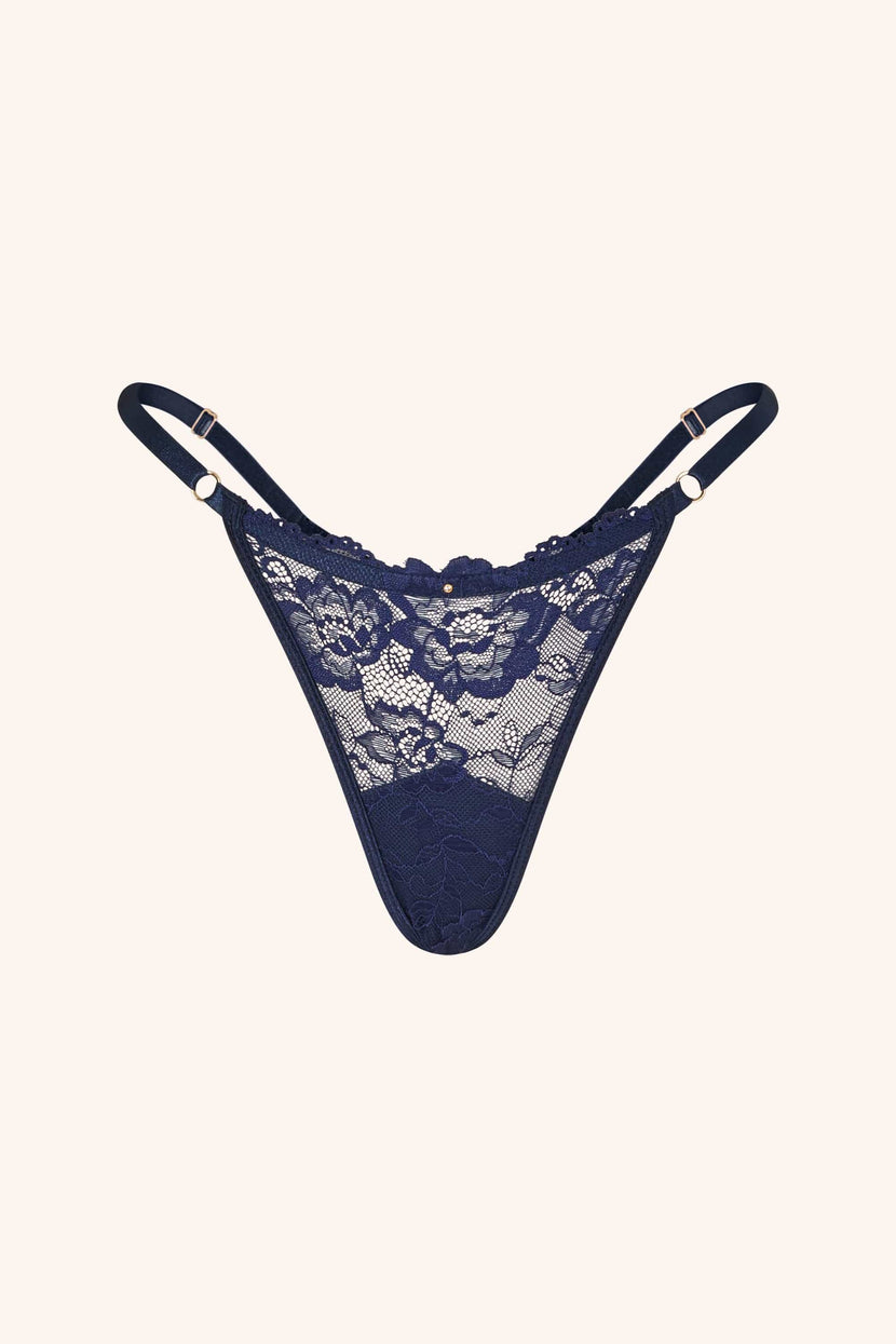 Blush One Size / Navy Thong Black
