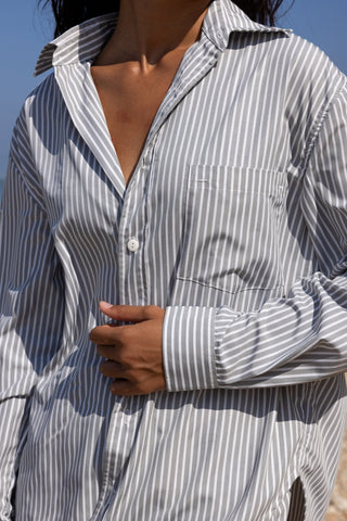 Le Boyfriend Striped Shirt Grey