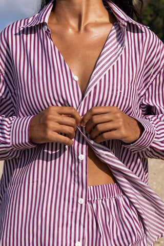 Le Boyfriend Striped Shirt Plum