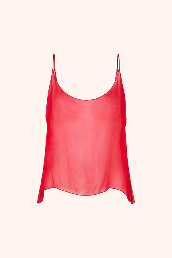 Silk Caraco Top - Red