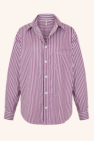 Le Boyfriend XS/S / Plum Striped Shirt Blue