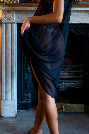 Coquette Silk Maxi Dress Black