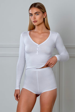 Cozy Modal Long Sleeve Top White