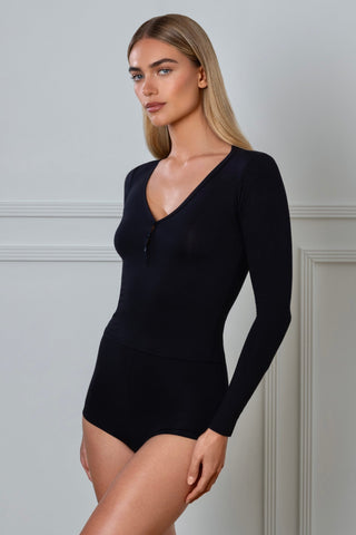 Cozy Modal Long Sleeve Top Black