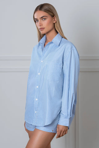 Le Boyfriend Striped Shirt Blue