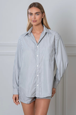 Le Boyfriend Striped Shirt Grey