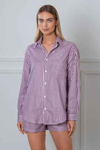 Le Boyfriend Striped Shirt Plum