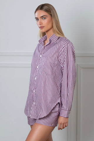 Le Boyfriend Striped Shirt Plum