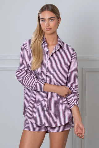 Le Boyfriend Striped Shirt Plum