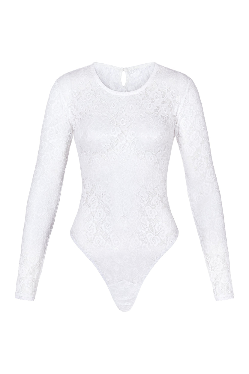 Mon Cheri Long Sleeve Bodysuit White