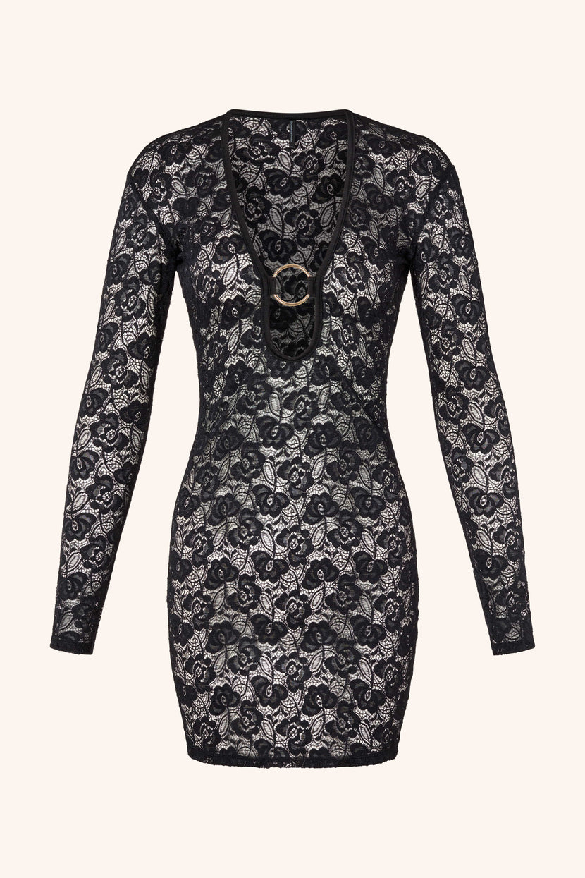 Mon Cheri XS / Black Lace Mini Dress Black