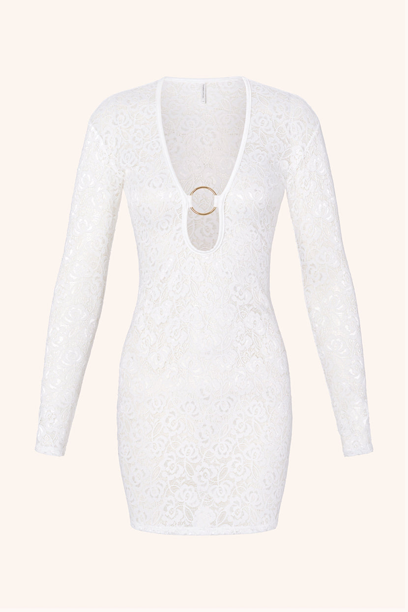 Mon Cheri XS / White Lace Mini Dress Black