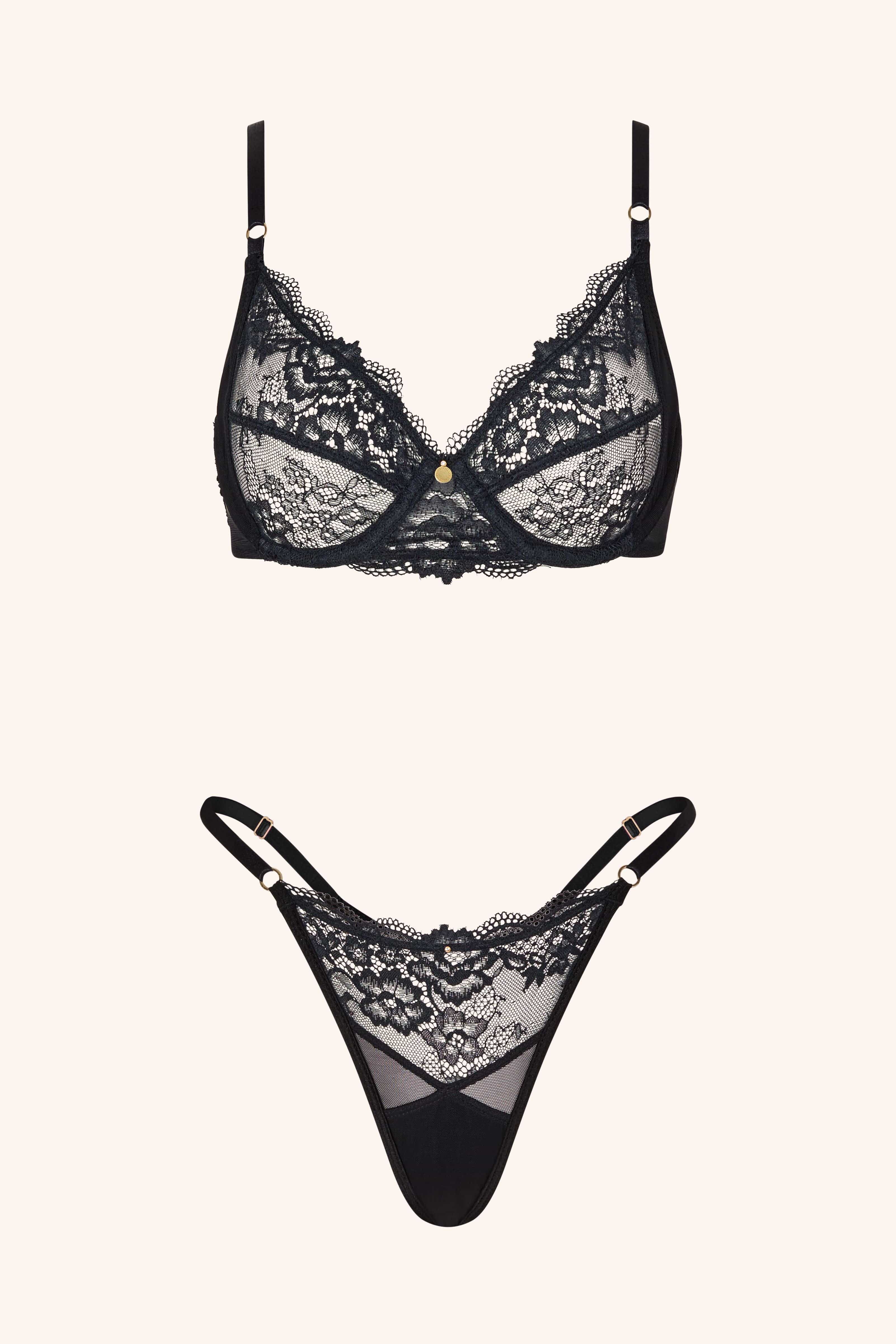 Gooseberry Intimates | Moonlight Push Up Bra Lingerie - Black | L / Black Gooseberry Intimates | Moonlight Push Up Bra Lingerie - Black | L / Black