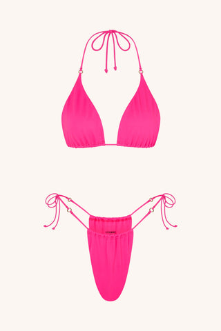 So Chic XS / Neon Pink Halterneck Triangle Neon Pink