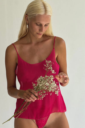 Coquette Silk Caraco Fuchsia