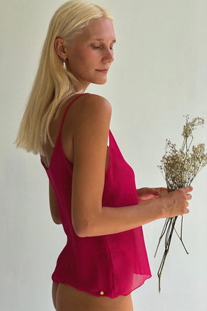 Coquette Silk Caraco Fuchsia