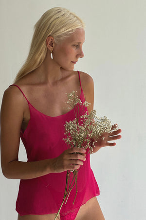 Coquette Silk Caraco Fuchsia
