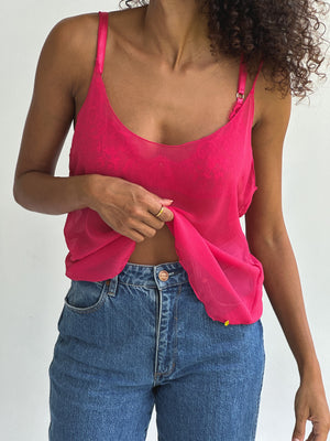 Coquette Silk Caraco Fuchsia
