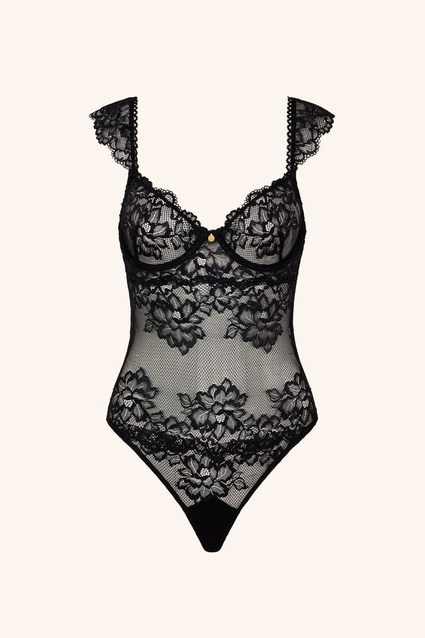 Ruffle Bodysuit Black