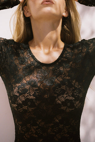 Mon Cheri Long Sleeve Bodysuit Black