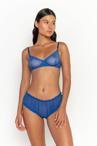 Coquette XS / Royal Blue Silk Undies Black